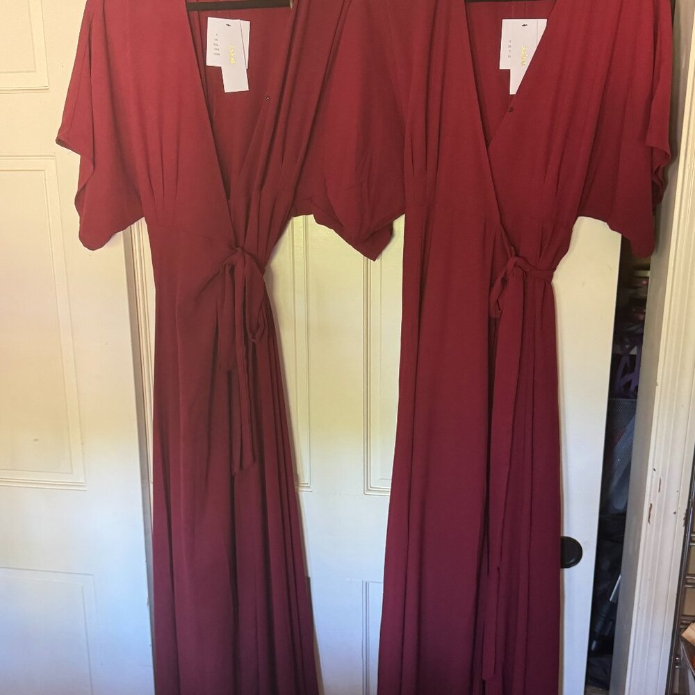 AAKAA WRAP MAXI DRESS Burgandy/Wine SIZE XL